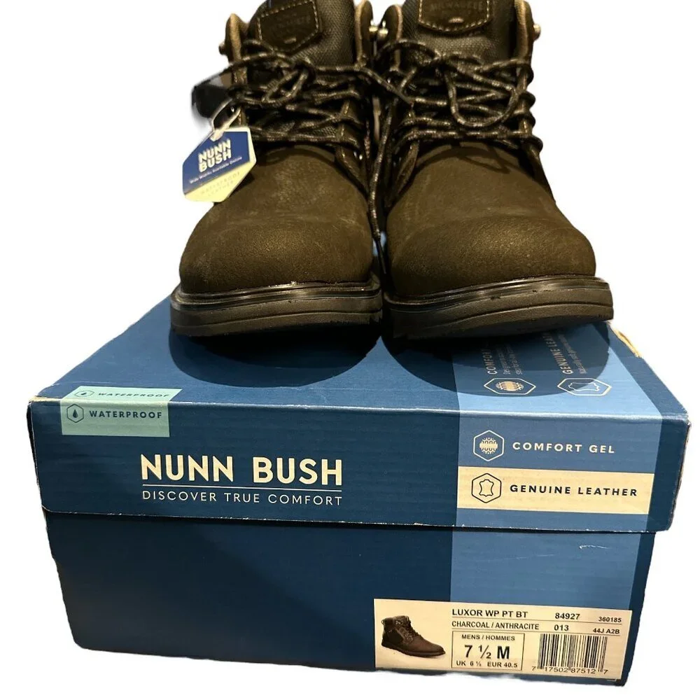 Nunn Bush Men’s Luxor Waterproof Plain Toe Chukka Boot | Charcoal | Size 7.5 M